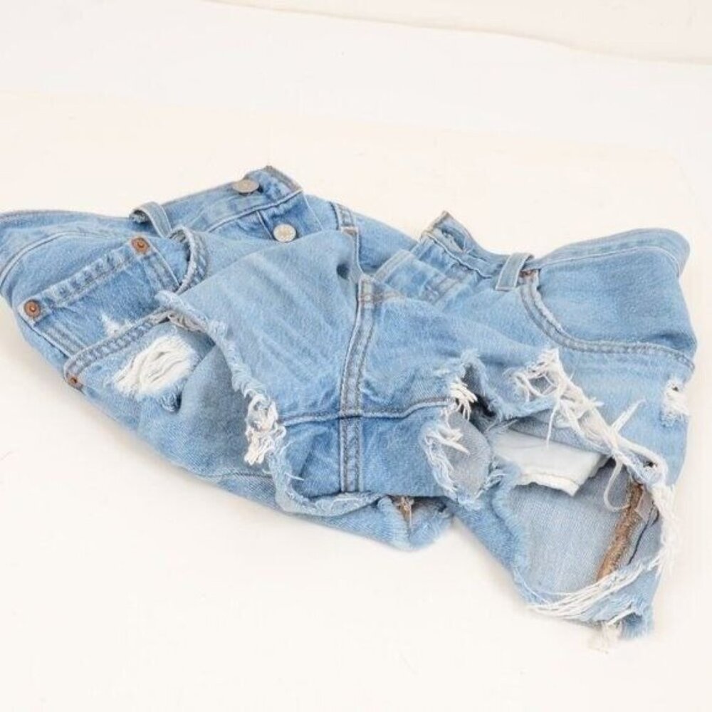 Levi's 501 Size 30 Cut Off Distressed Denim Shorts Light Wash‎ Blue Jeans Summer - Picture 7 of 10